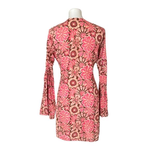 Rare Y2K Johnny Was Boho Tunic – Pink Floral, Bell Sleeves, Size 2 (S) - Picture 3 of 6